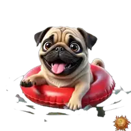 Mops: schwimmend WhatsApp-Sticker Original animierter Mops Sticker schwimmend für WhatsApp, erstellt von Dimensión Marta