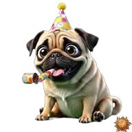 Mops: am Feiern WhatsApp-Sticker Original animierter Mops Sticker am Feiern für WhatsApp, erstellt von Dimensión Marta
