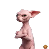 Sticker animado original de Sphynx diciendo no para WhatsApp, creado por Dimensión Marta