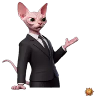 Sticker animado original de Sphynx en una reunión para WhatsApp, creado por Dimensión Marta