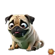 Mops: hungrig WhatsApp-Sticker Original animierter Mops Sticker hungrig für WhatsApp, erstellt von Dimensión Marta