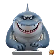Original animierter Hai Sticker das Chaos sortierend für WhatsApp, erstellt von Dimensión Marta