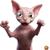 Sticker animado original de Sphynx dando un abrazo para WhatsApp, creado por Dimensión Marta