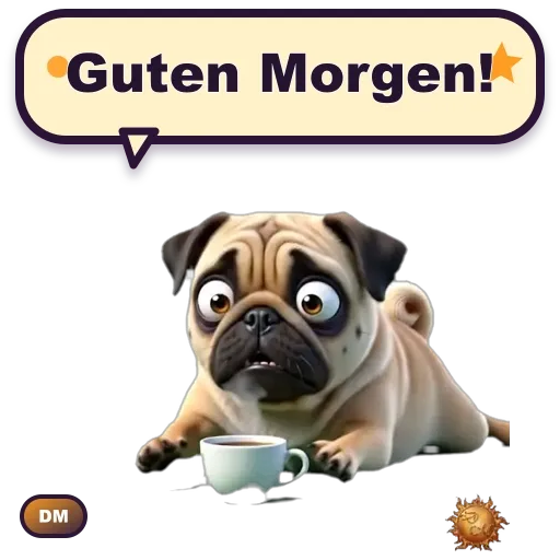 Animierter Pug Sticker Guten Morgen
