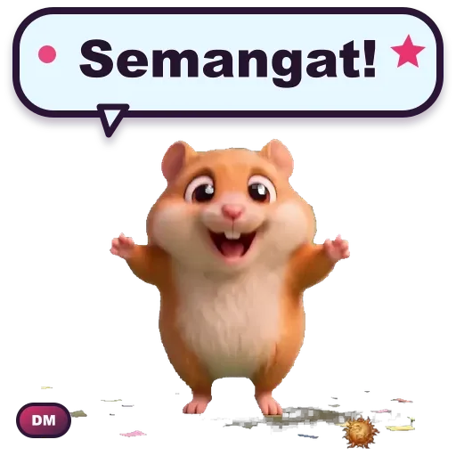 Stiker animasi Hamster berkata Semangat
