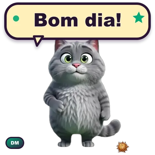 Figurinha animada Grey dizendo Bom dia