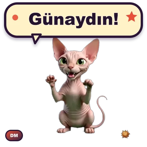 Günaydın diyen animasyonlu Sphynx sticker