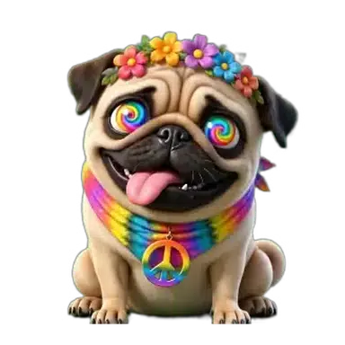 Sticker premio de Pug Torre Arcoíris